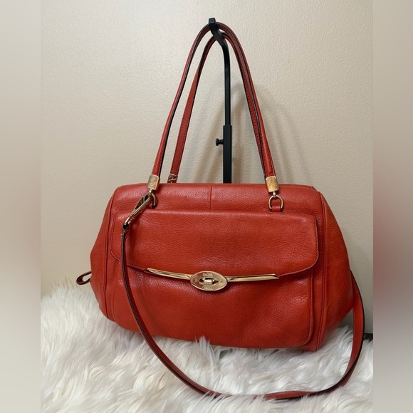 Coach Handbags - Coach Brick Orange Leather Madison Madeline East West Bag#25166